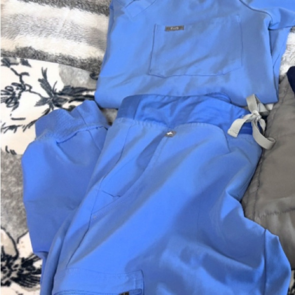 Figs Blue Track Pants with Relaxed Fit and Versatile Design